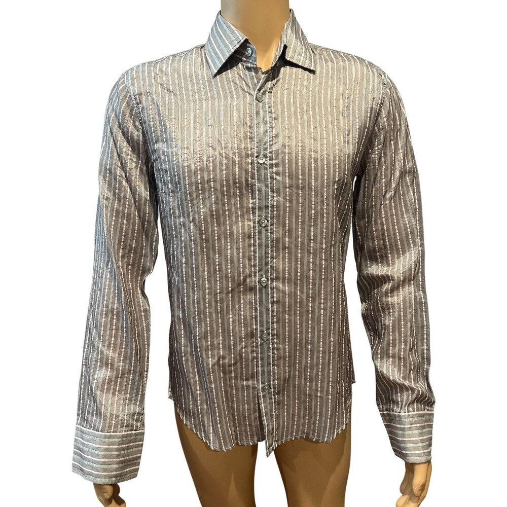 Hugo Boss Mens Silk Blend Striped Shirt, Slim Fit (Large) NWT RARE!